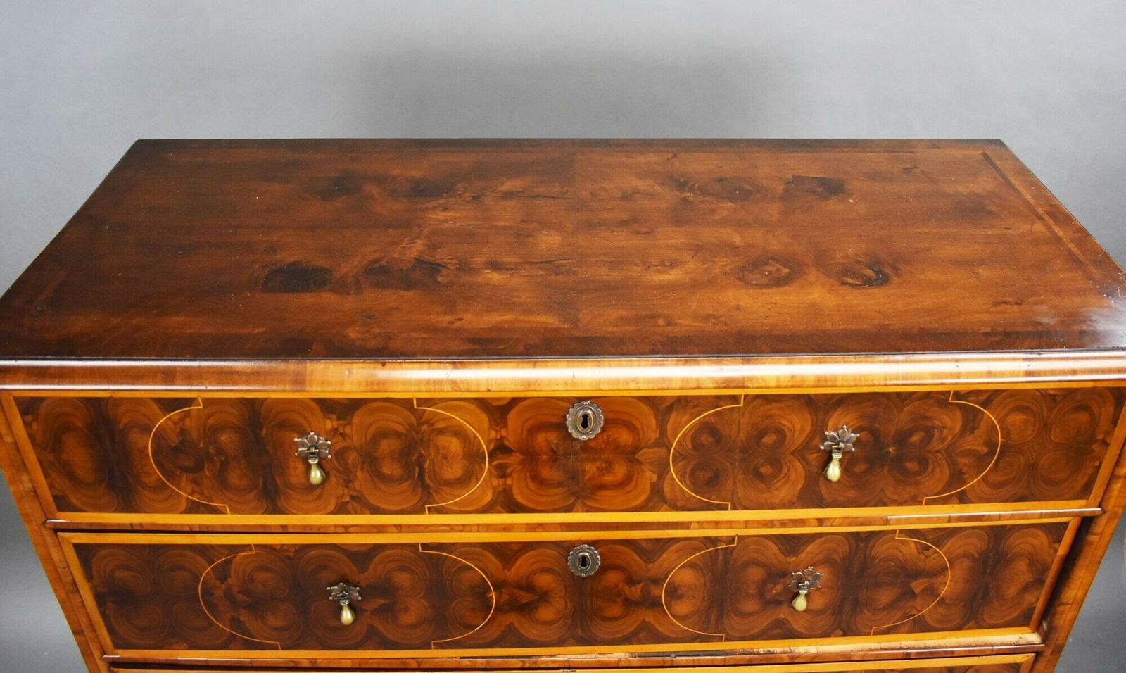 William & Mary Oyster Veneer Chest On Stand photo vinterior