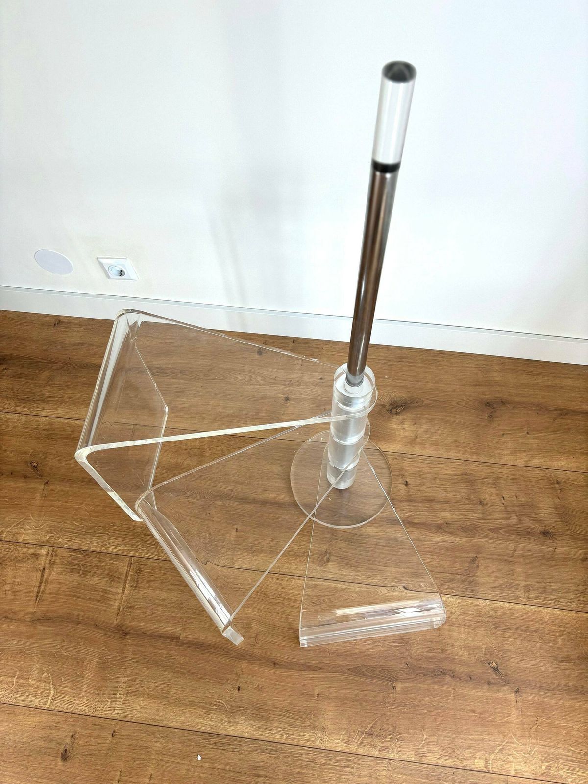 Rare Mid Century Acrylic Glass Library Stairs, Vintage Bookcase Ladder Plexiglass, 70's Spiral Steps, Semicircular Modern Steps photo Home Decor