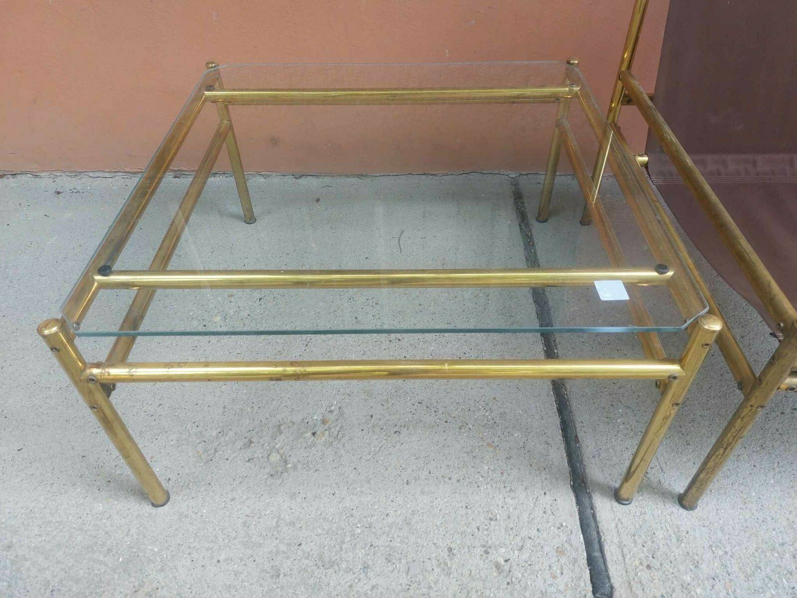 Vintage Italian Brass Dining Chairs And Table 1970s, Set Of 3 photo Furniture