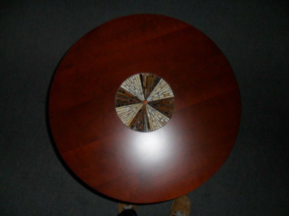 Art Deco Round Side Table With Glass Mosaic Inlay, 1930s photo for sale