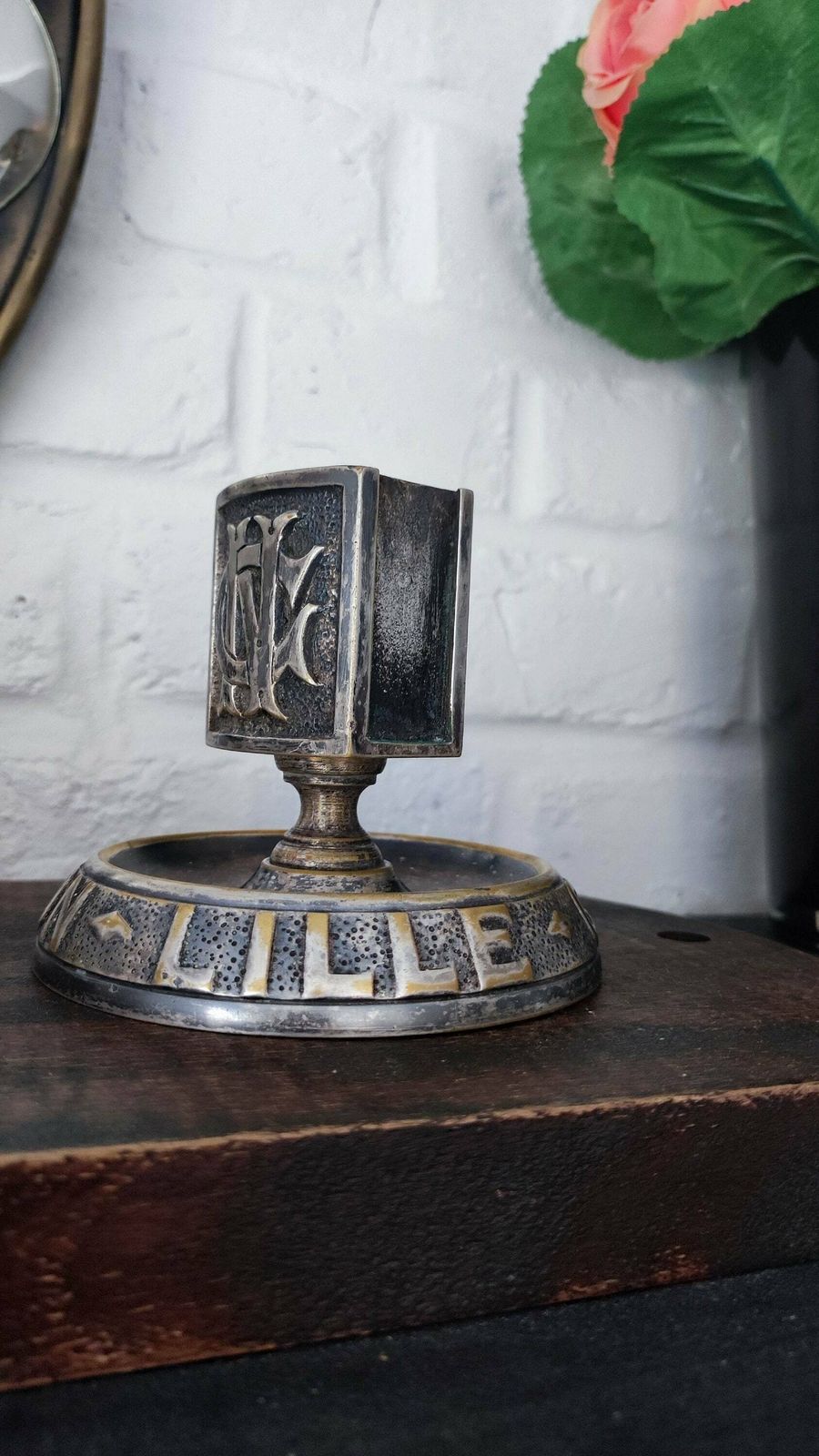 photo for sale Antique French Bronze Match Striker And Holder Café Napoleon Ashtray