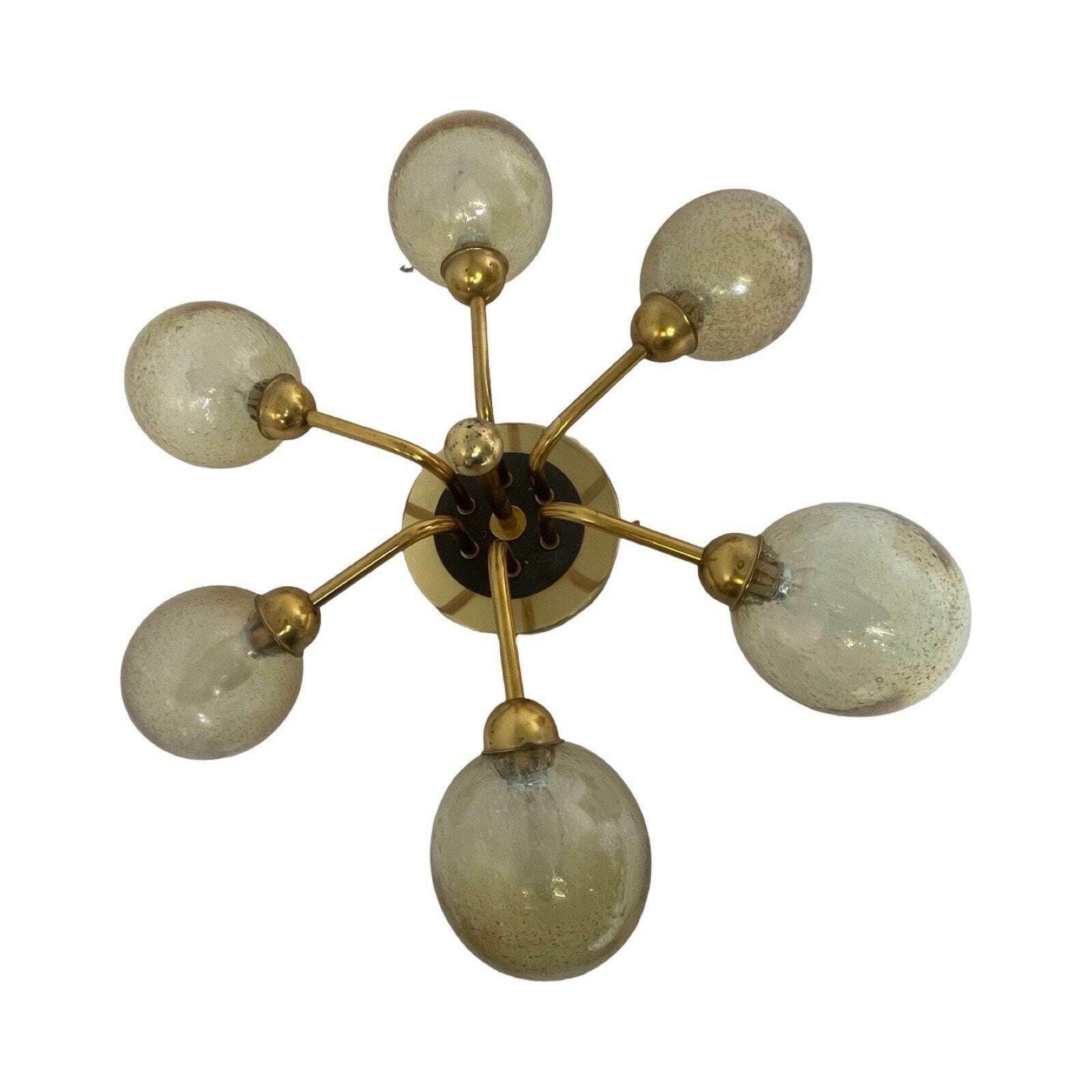 Veb Germany   Hanging Pendant   Sputnik Lamp With 6 Glass Shades   Patterned Glass   Mid Century Modern / Atomic Age photo 417.0
