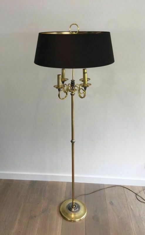 Parquet Floor Lamp In Brushed Steel And Brass. In The Style Of Maison Charles photo furniture