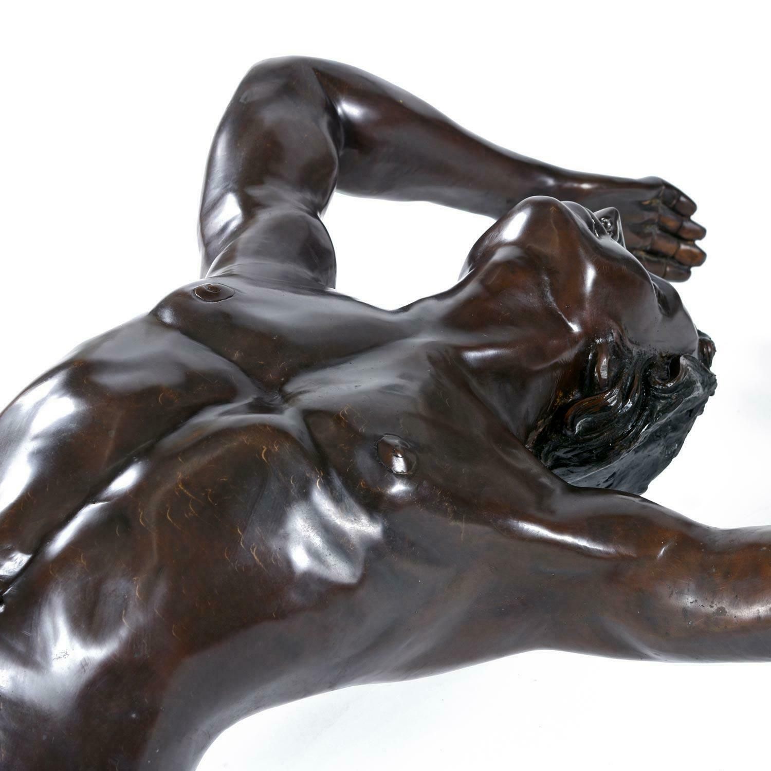 Art C. Conndray Bronze Figural Art Nouveau Sculpture Coffee Table With Glass Top photo