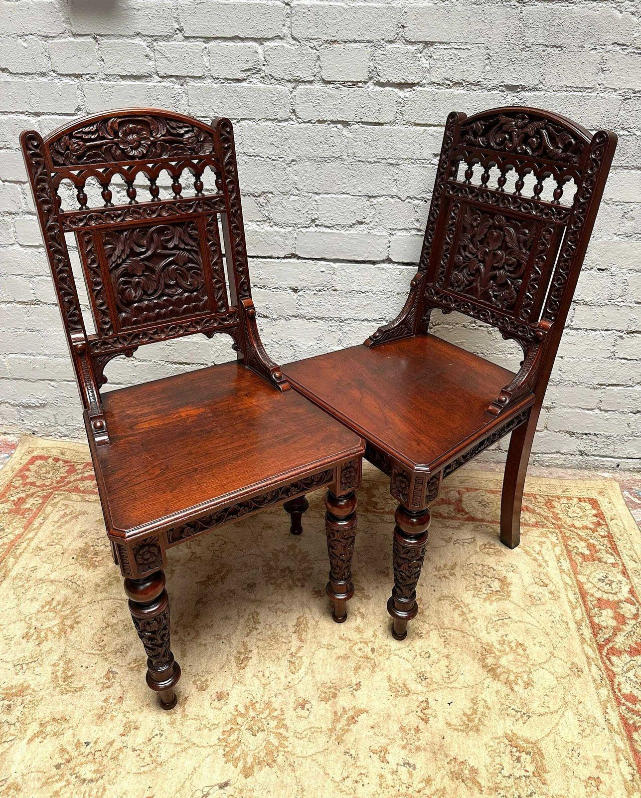 Antique Mahogany Hall Chairs, 1800s photo Furniture