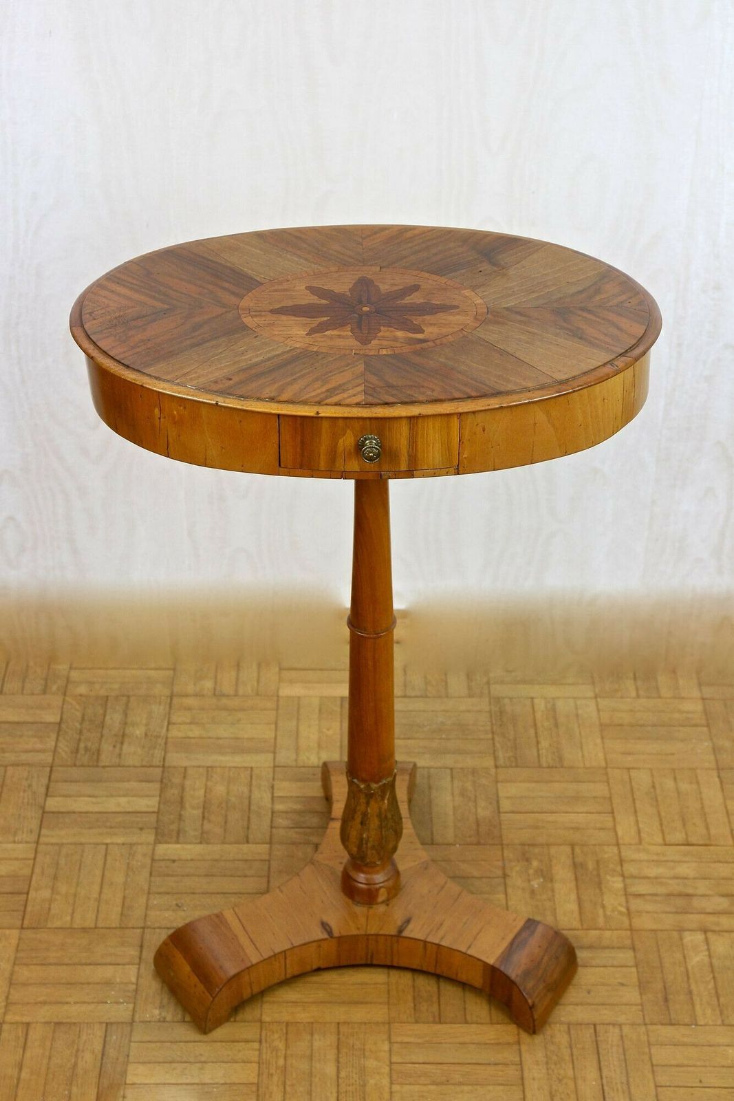Pair Of 19th Century Biedermeier Side Tables, Nut / Cherrywood   At Ca. 1830 photo vintage