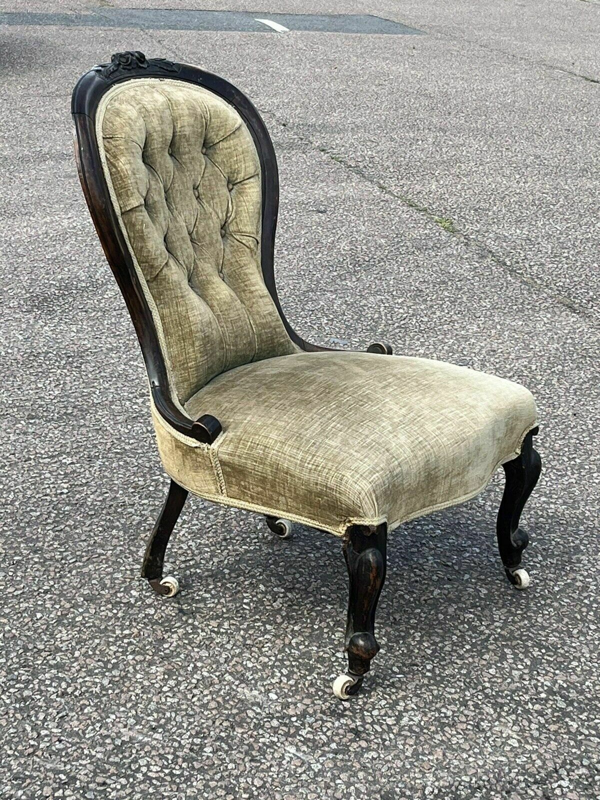 photo for sale Victorian Chair. On White Porcelain Castors.