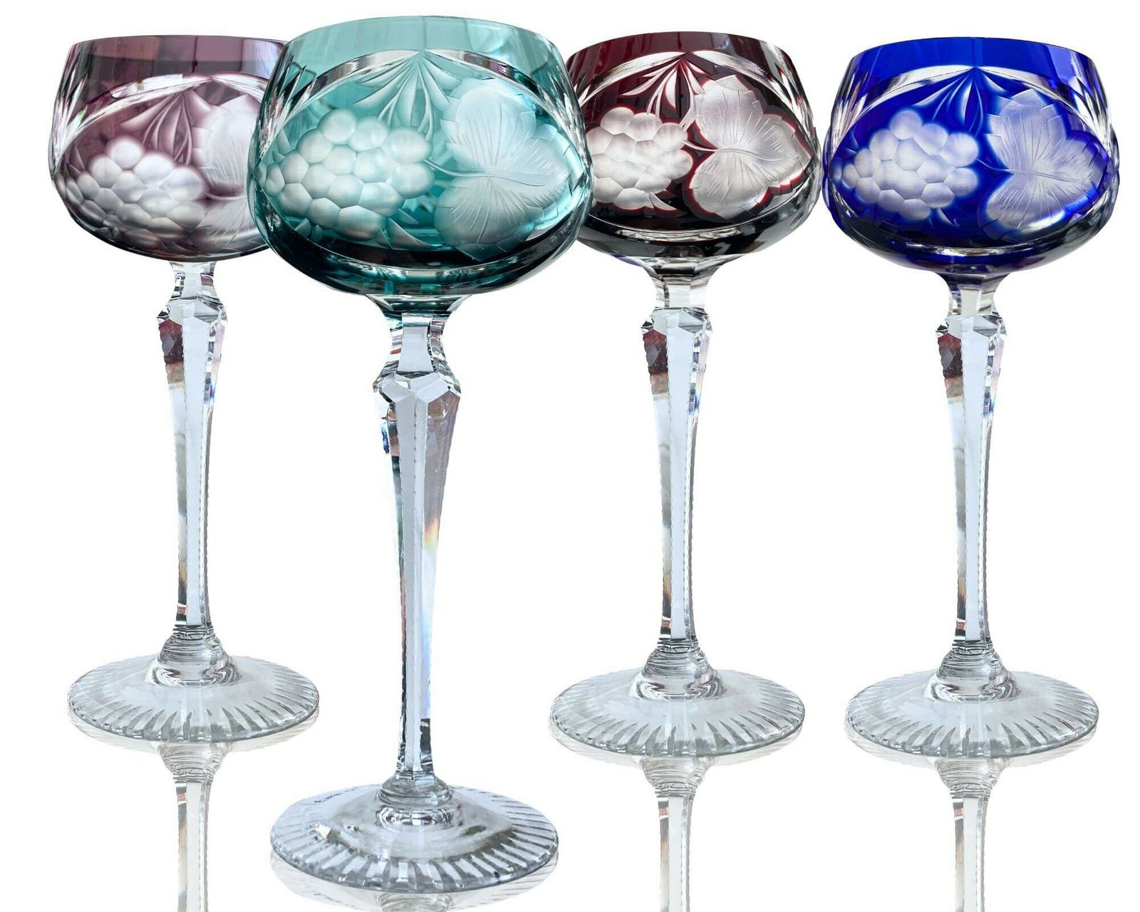 Crystal Wine Glasses Color | 4pcs | Antique Engraved In 4 Colors | Aquamarine photo buy