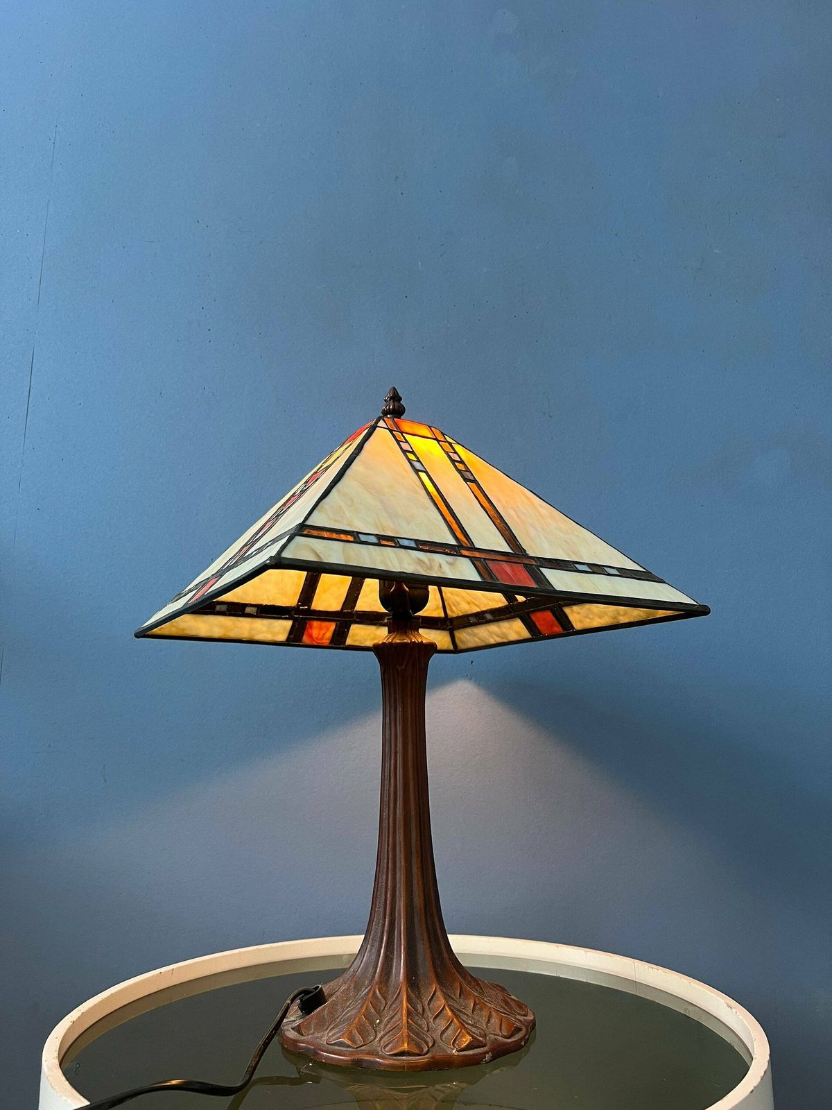 Colourful Tiffany Stained Glass Table Lamp Art Deco Style photo 360.0