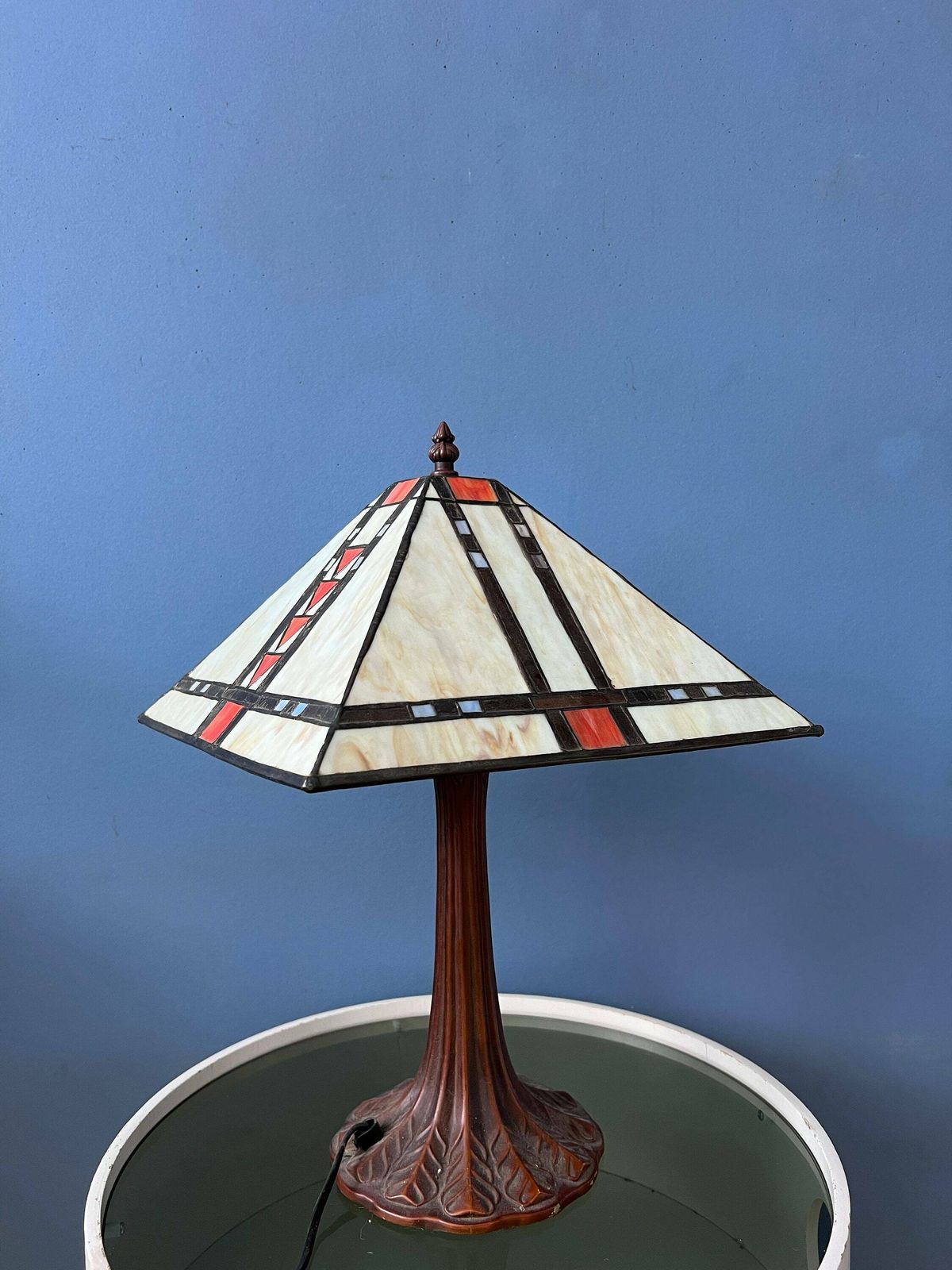 Colourful Tiffany Stained Glass Table Lamp Art Deco Style photo buy