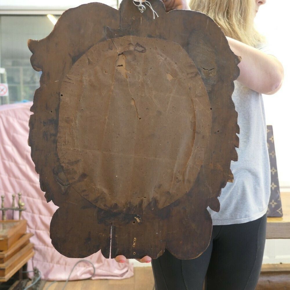 Gothic Carved Oak Oval Mirror photo vinterior