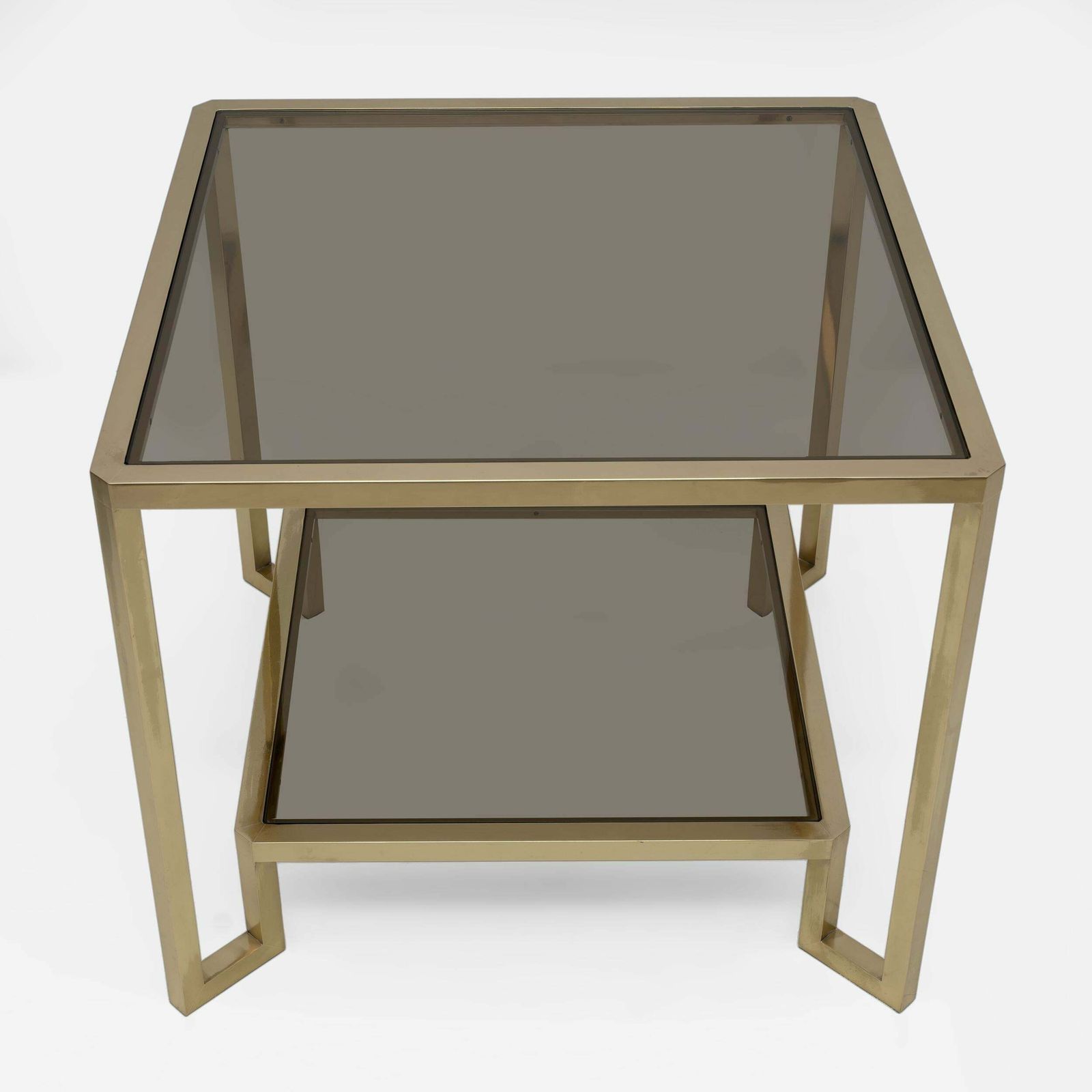 Guy Lefevre Square Brass Coffee Table For Maison Jansen, France 1970s photo vinterior