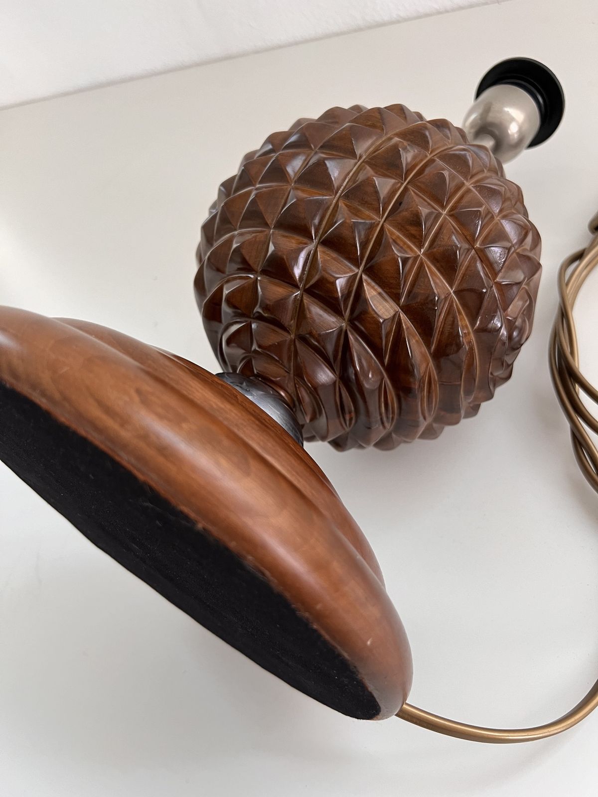 photo buy Italian Midcentury Sculptural Table Lamp In Nutwood, 1960s