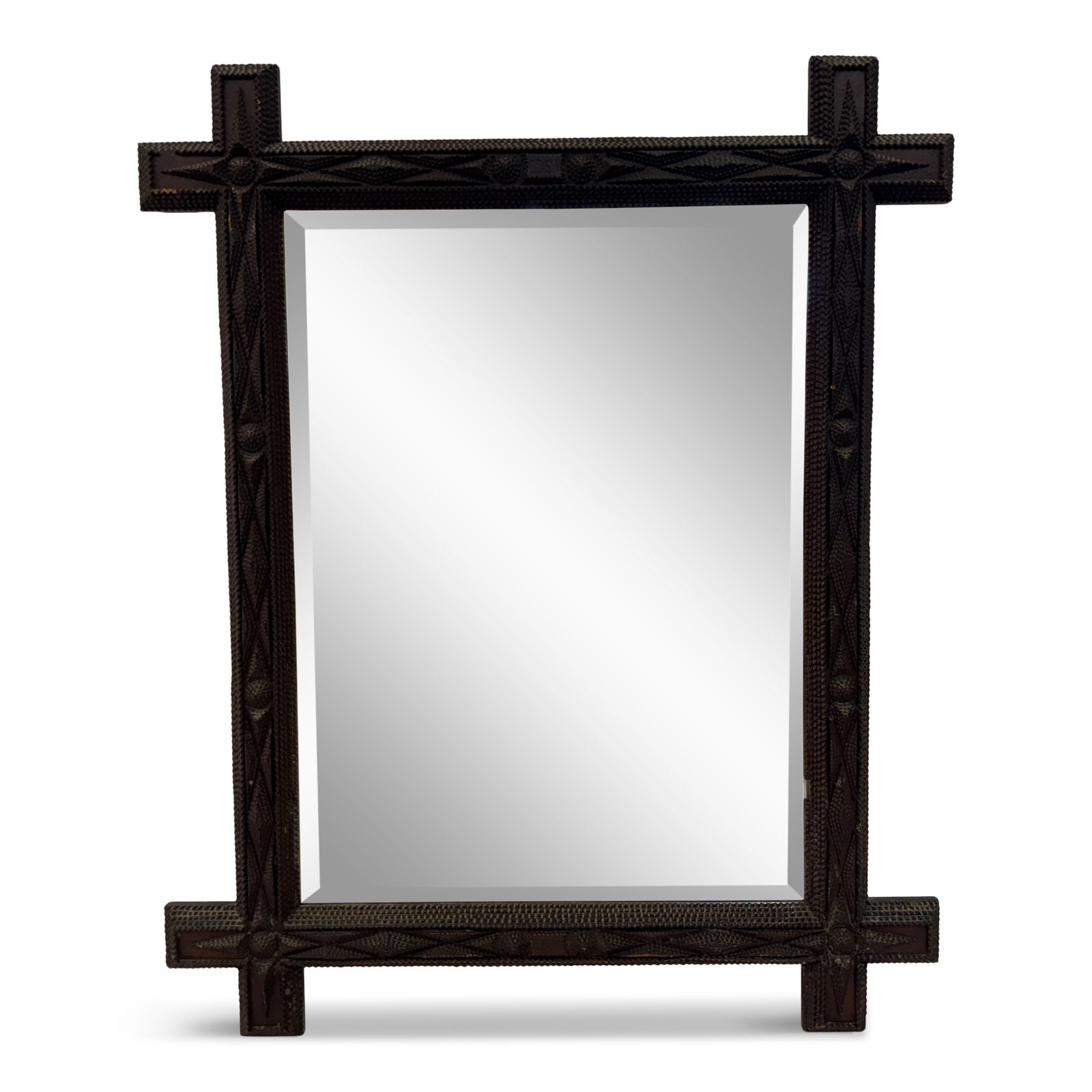 19th Century French Geometric Tramp Art Mirror