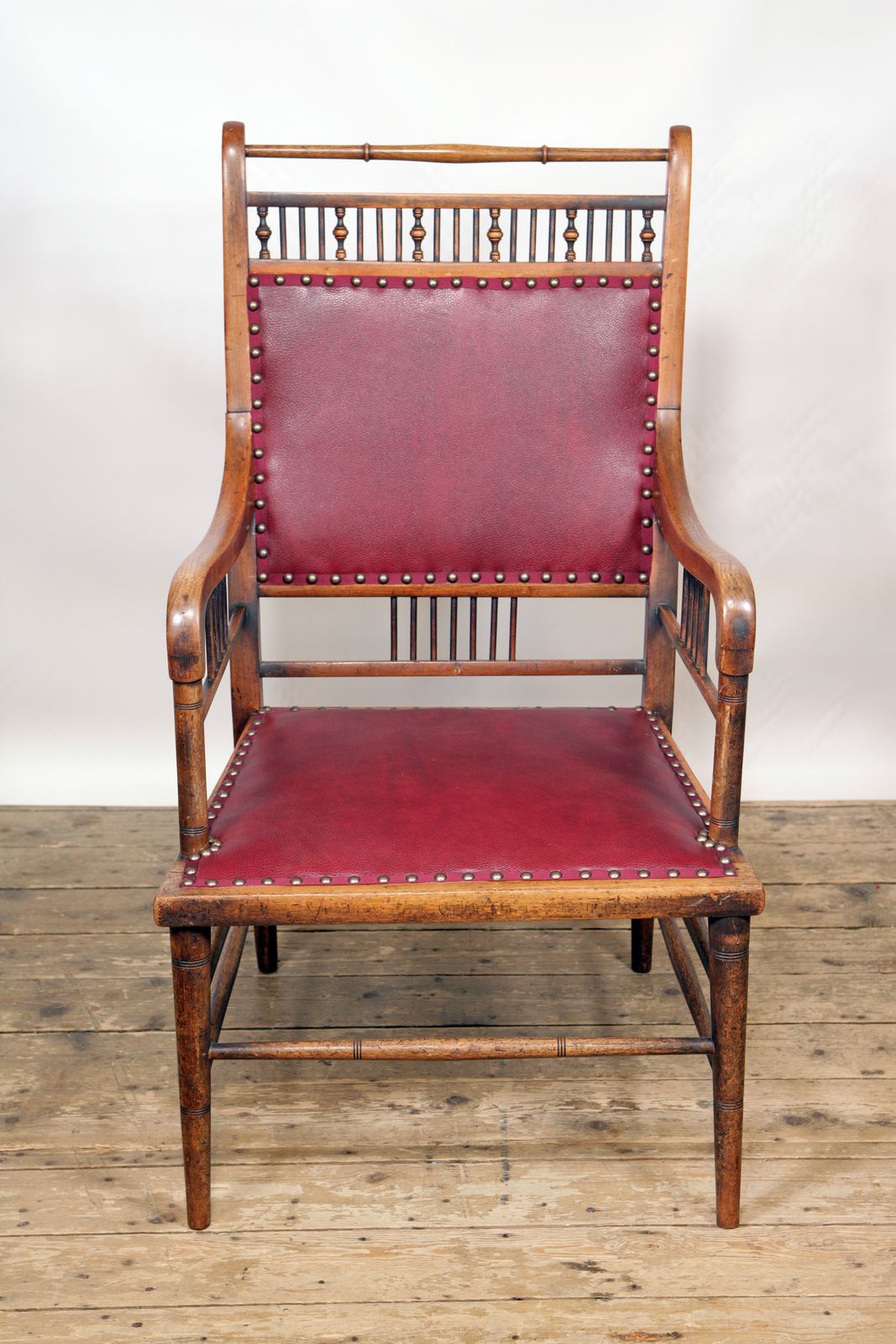 An Original E.W. Godwin Mahogany Side Chair Restored And Upholstered In Oxblood Red Leather photo furniture