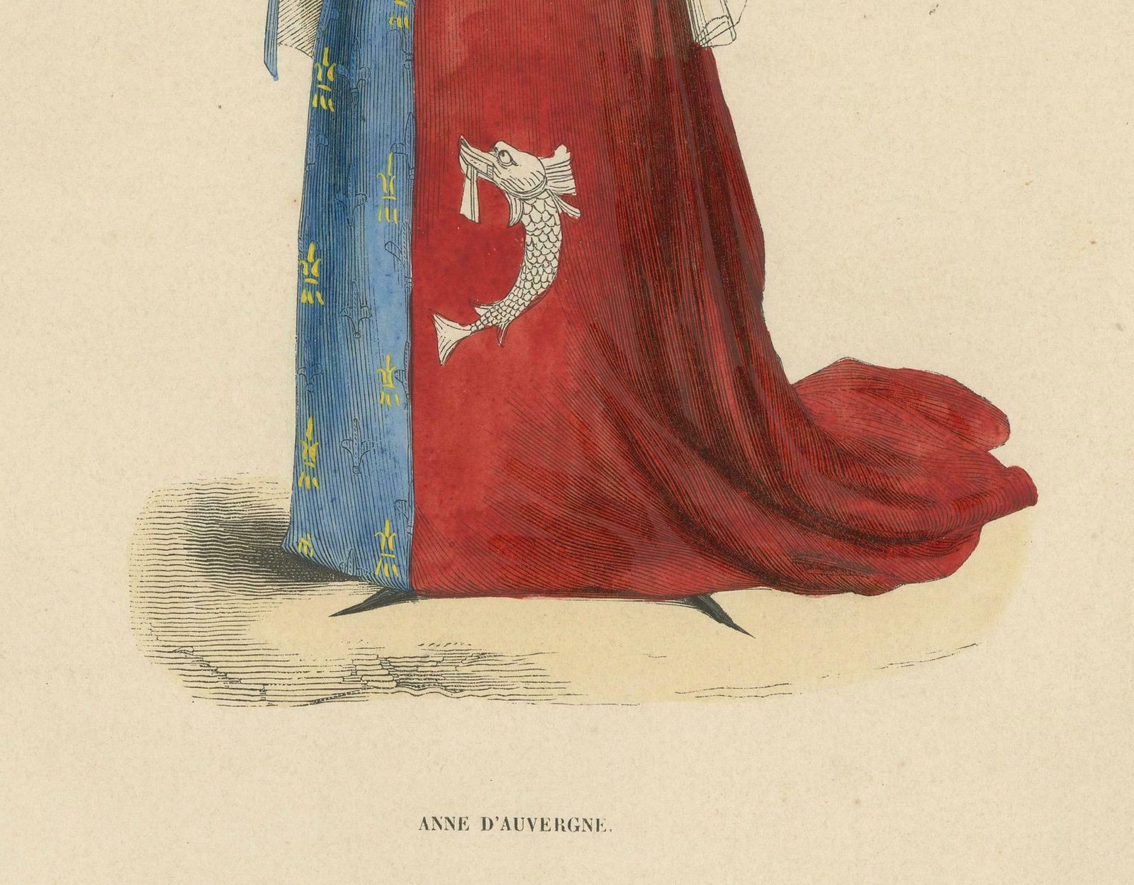 Anne D'auvergne Nobility In Heraldic Robes Hand Colored In 1847 photo furniture