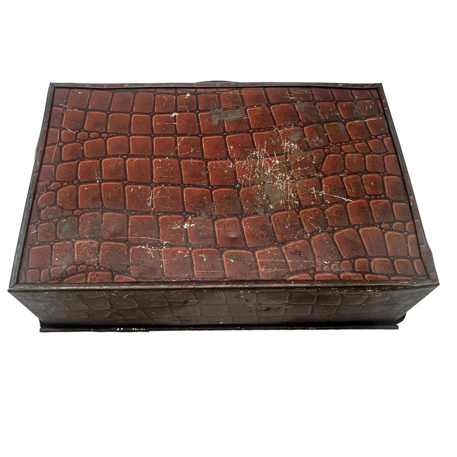 Antique Maisons Lyons Toffee Faux Crocodile Suitcase Tin   C1920   Lunch Box   Kitchenalia   Kitchen Storage photo Home Decor