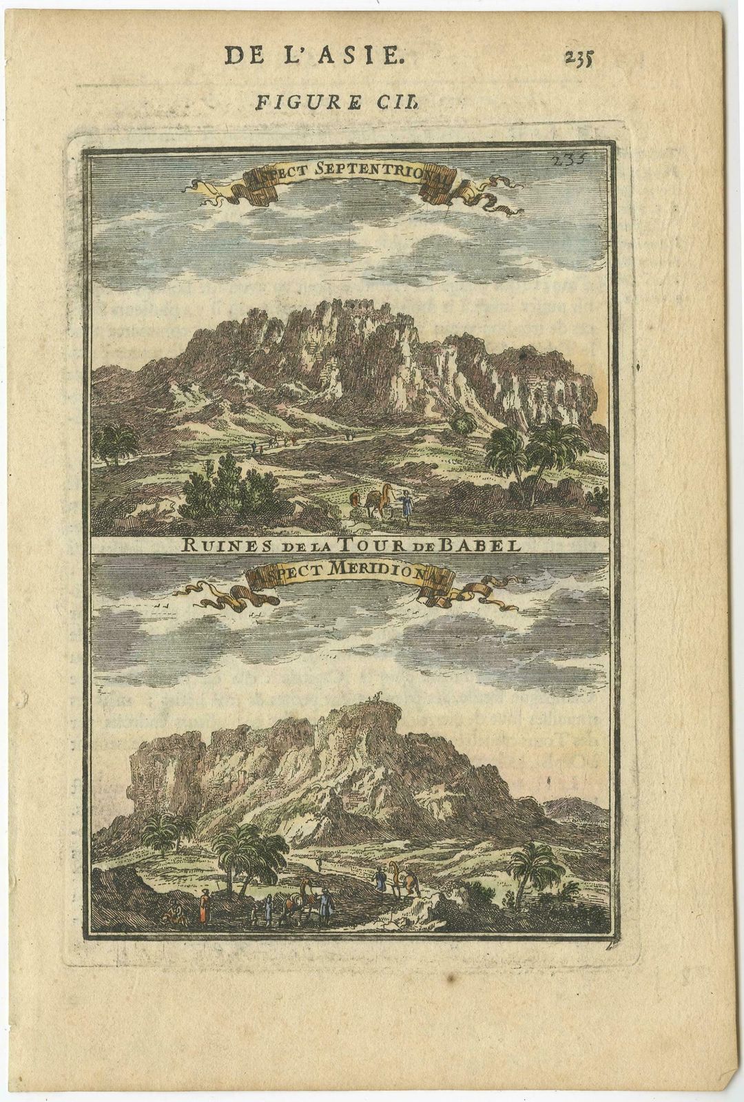 Two Antique Views Of The Ruins Of The Tower Of Babel  Babylon 1683 photo furniture