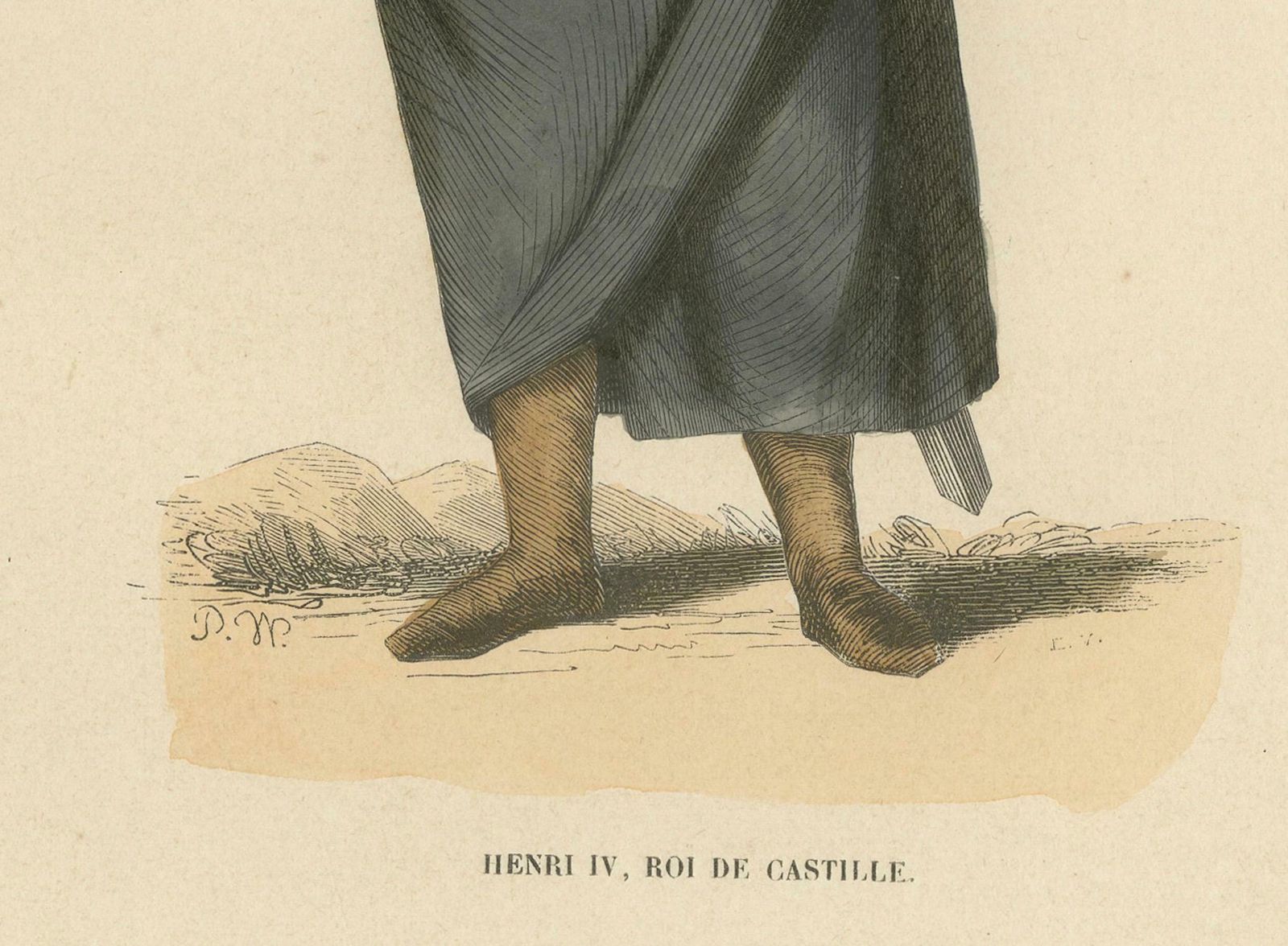 Henry II Of Castile: A Monarch's Contemplation, Hand Colored Lithograph, 1847 photo furniture