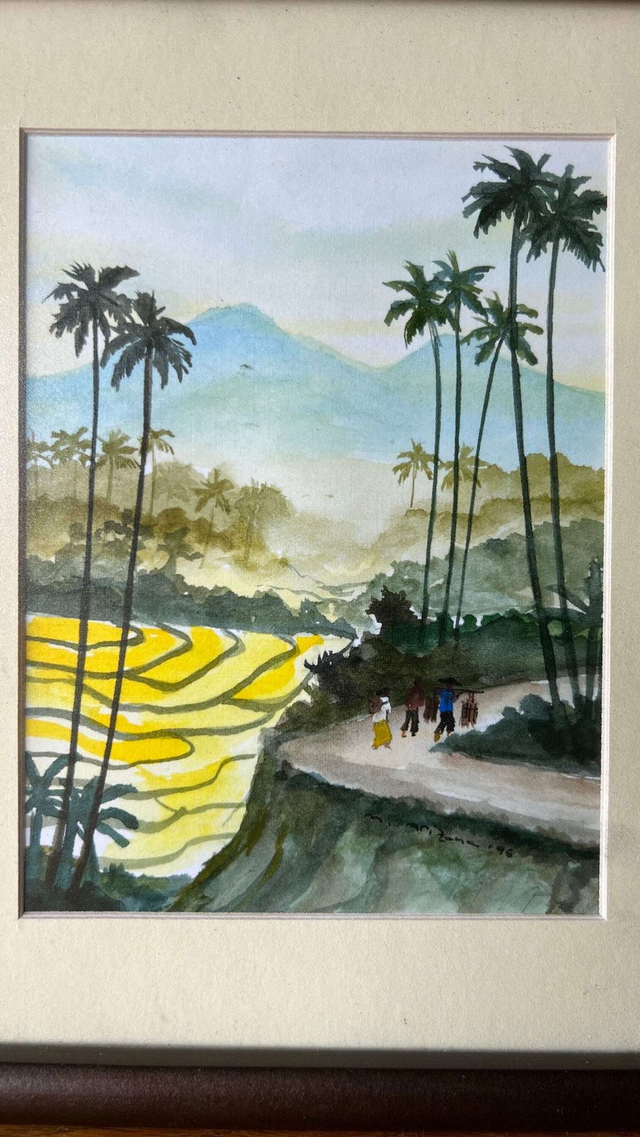 Original Framed And Signed Watercolour Painting Depicting Indonesian Nature photo for sale