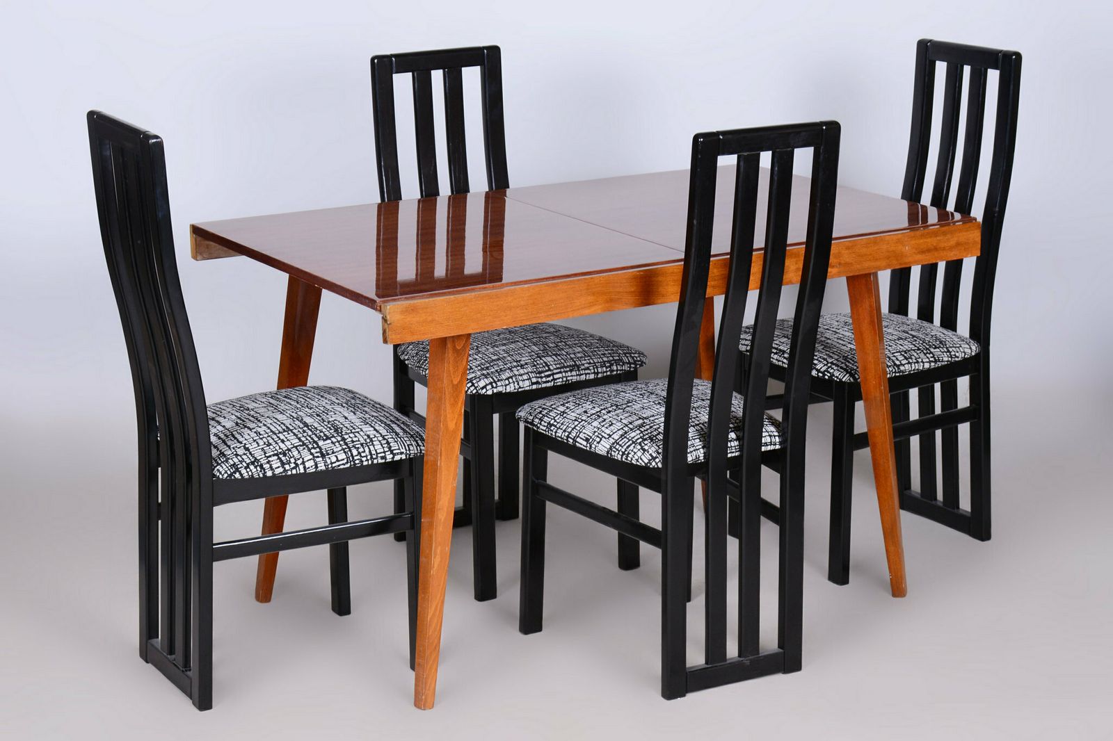 550.0 Original 20. Century Folding Table, Beech, Mahogany Veneer, Czech, 1960s photo