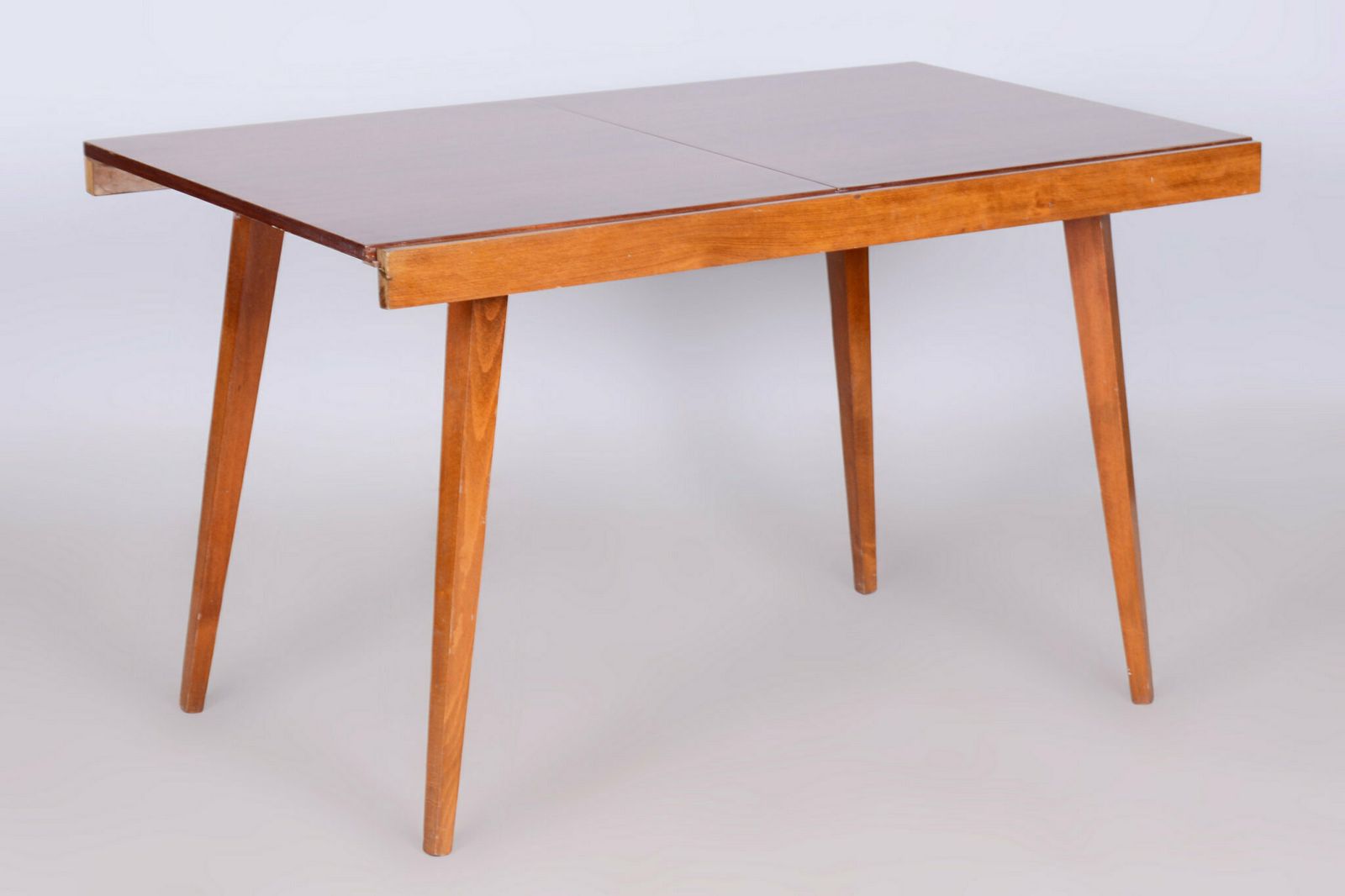 Original 20. Century Folding Table, Beech, Mahogany Veneer, Czech, 1960s