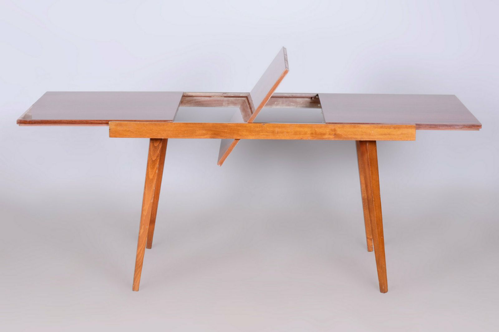 photo vintage Original 20. Century Folding Table, Beech, Mahogany Veneer, Czech, 1960s