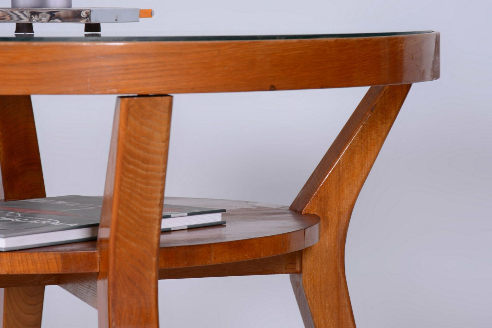 Restored Mid Century Coffee Table, Oak, Glass, Czech, 1950s photo Furniture