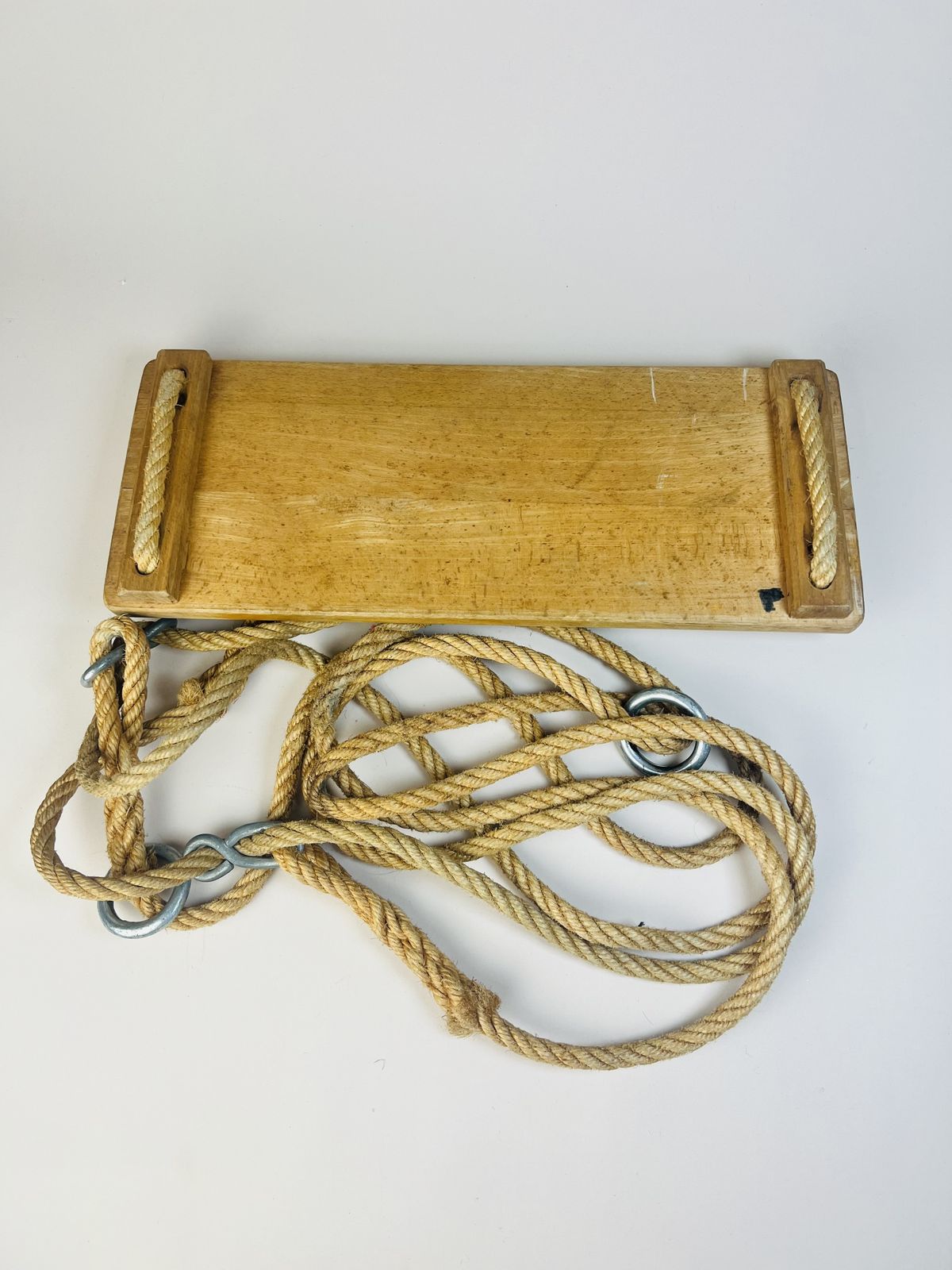 Vintage Garden Rope Swing With Wood Seat, Handmade Decor photo 80.0