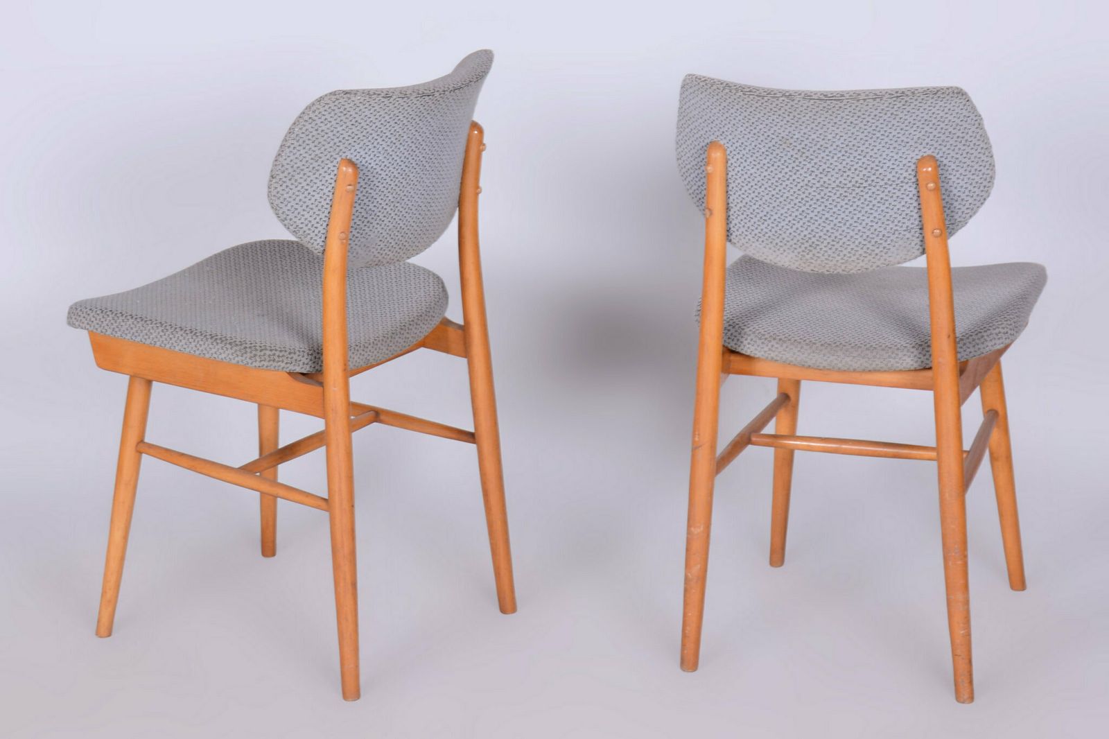 Set Of Four Original Mid Century Modern Chairs, Beech, Czech, 1960s photo Furniture
