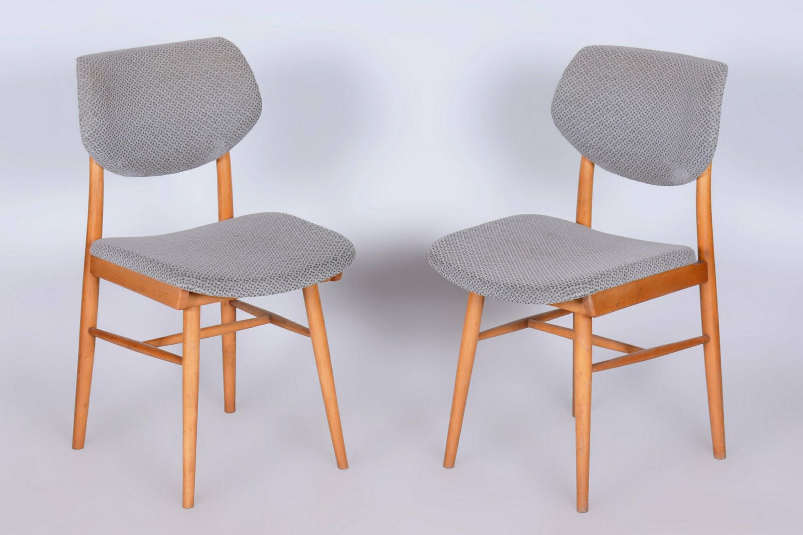 Set Of Four Original Mid Century Modern Chairs, Beech, Czech, 1960s photo 550.0