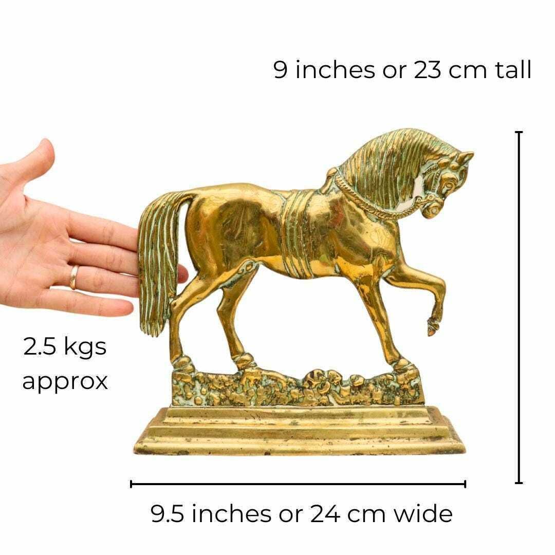 Antique English Georgian Brass Chimney Horse, Flat Back Brass Horse, Antique Horse Stattue photo furniture