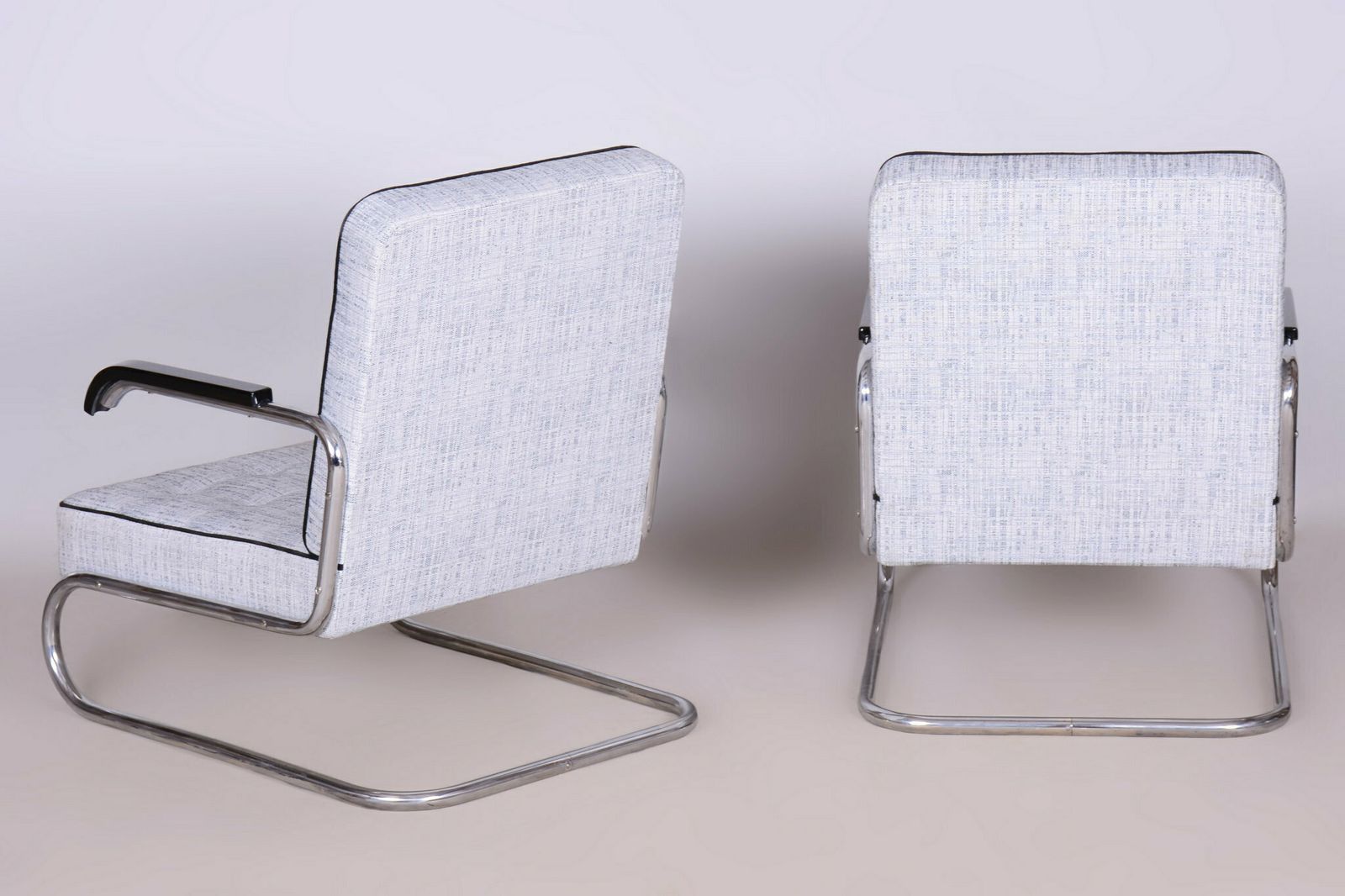 Set Of Two Restored Bauhaus Armchairs, By Mücke Melder, Chrome, Czech, 1930s photo furniture