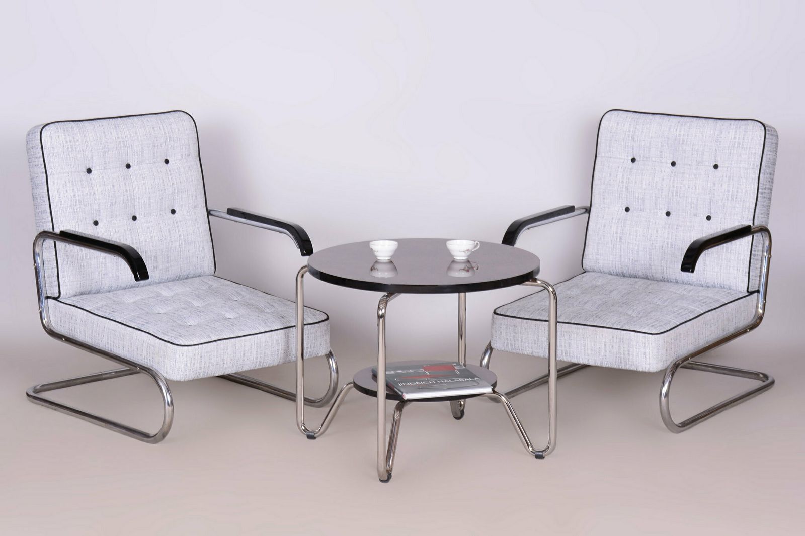 photo buy Set Of Two Restored Bauhaus Armchairs, By Mücke Melder, Chrome, Czech, 1930s