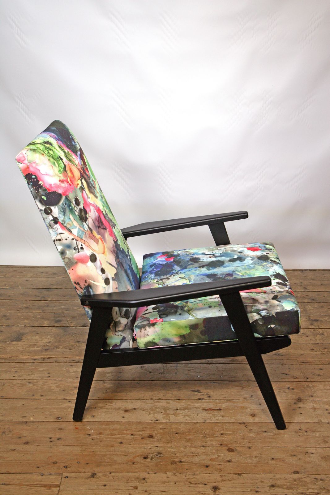 A Striking And Unique Mid Century Armchair Upholstered In Timorous Beasties Fabric. photo 700.0
