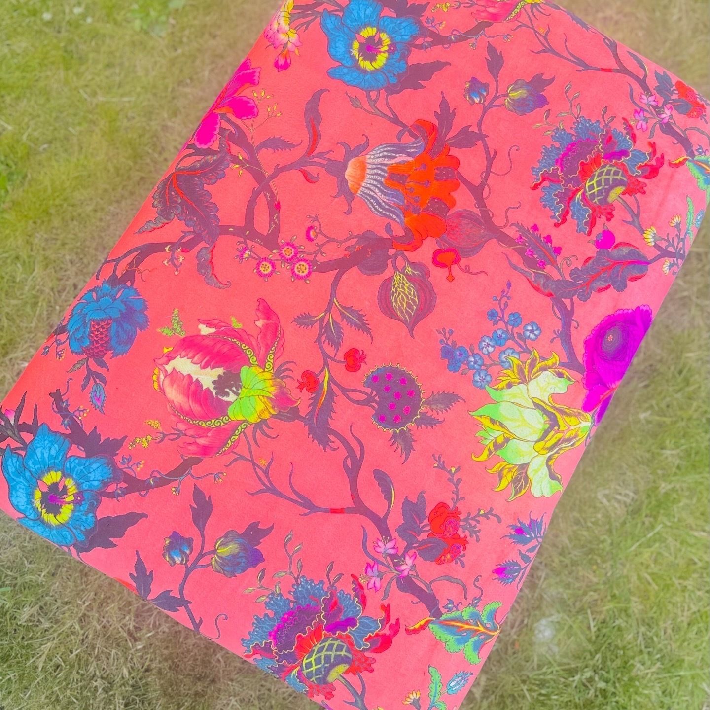 "Wild" Upholstered Footstool In House Of Hackney 'Artemis' Velvet