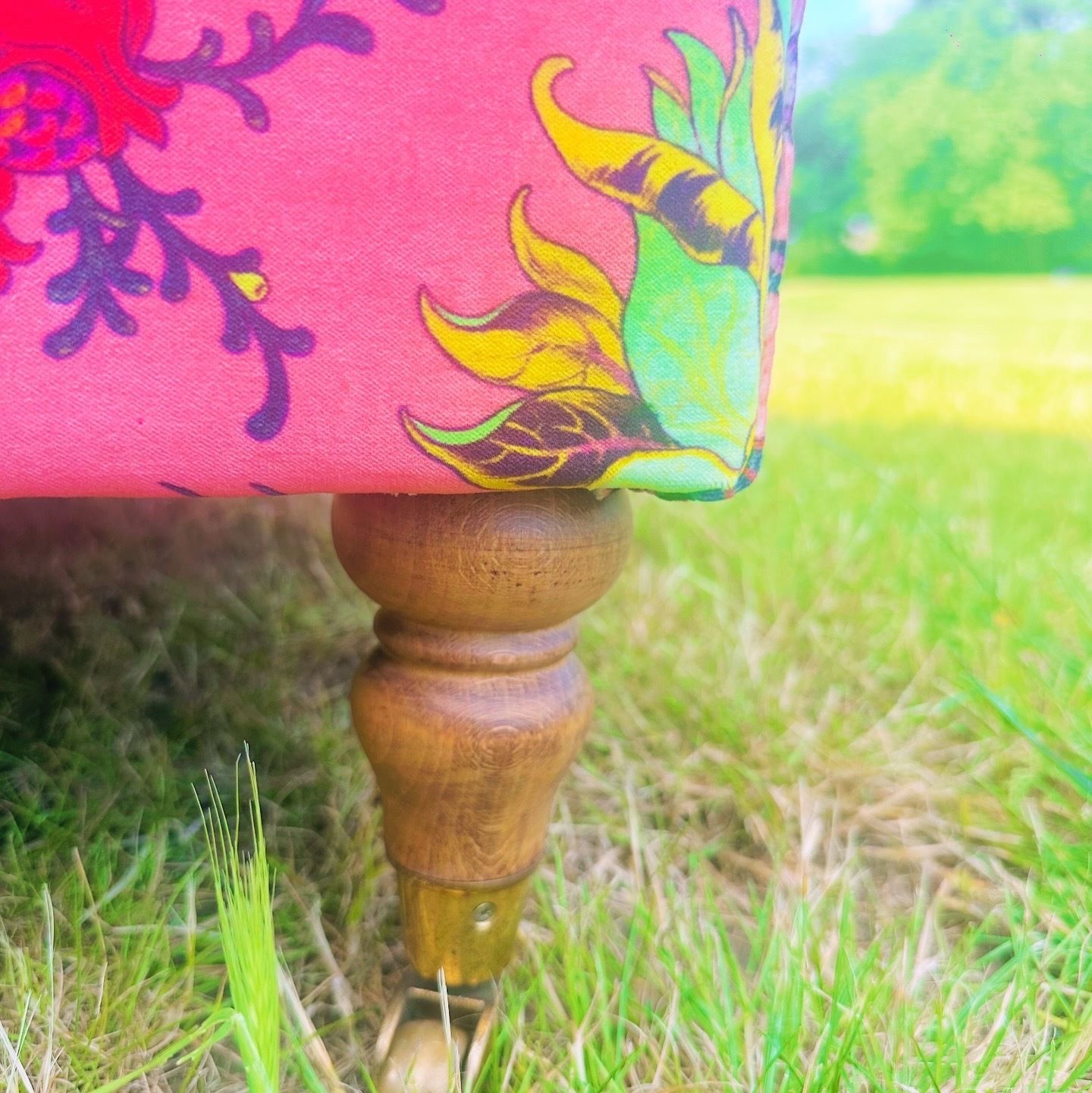 "Wild" Upholstered Footstool In House Of Hackney 'Artemis' Velvet photo for sale