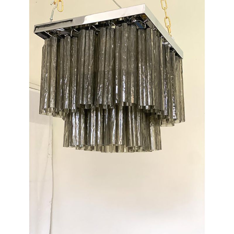 Contemporary Grey "Tronchi" In Venini Style Murano Glass Sputnik Squared Flush Mount photo furniture