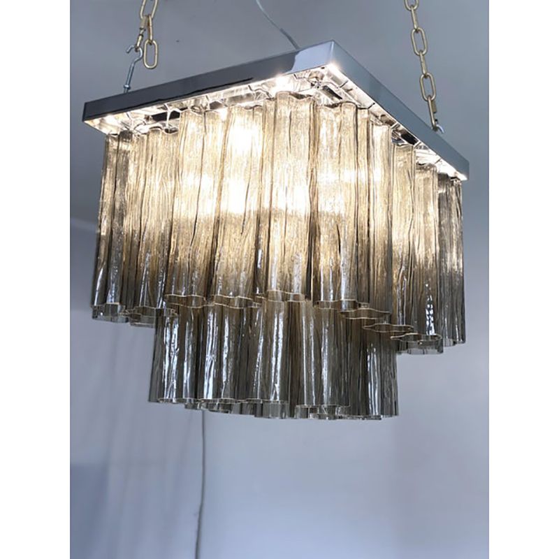 Contemporary Grey "Tronchi" In Venini Style Murano Glass Sputnik Squared Flush Mount photo 3200.0
