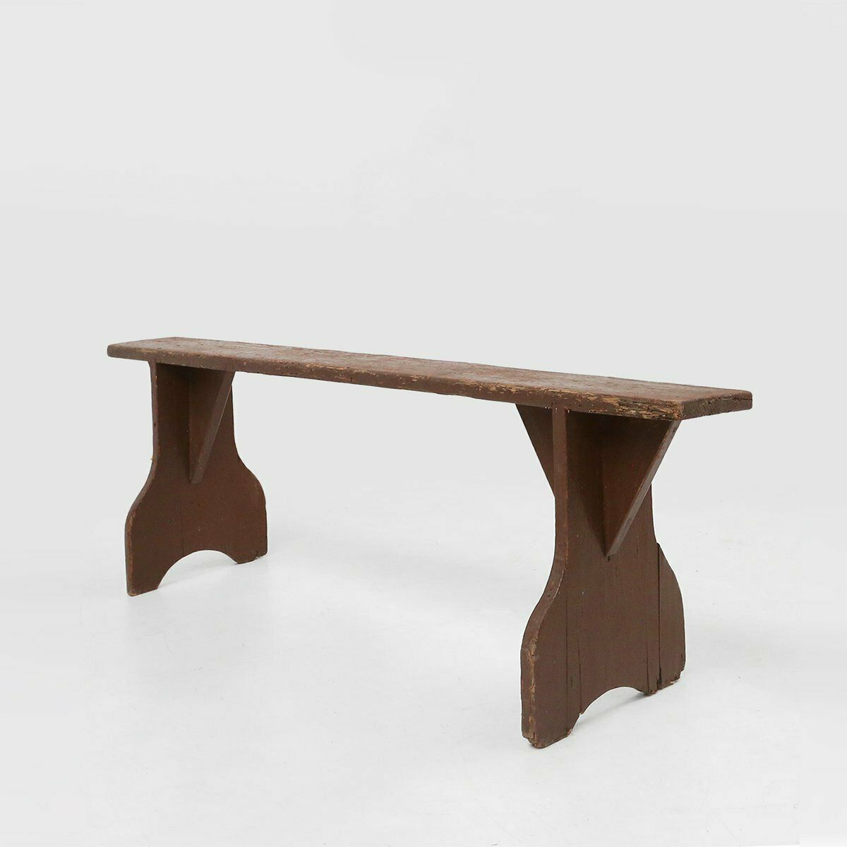 Mid Century Rustic Bench In Brown Painted Wood, France, 1890s