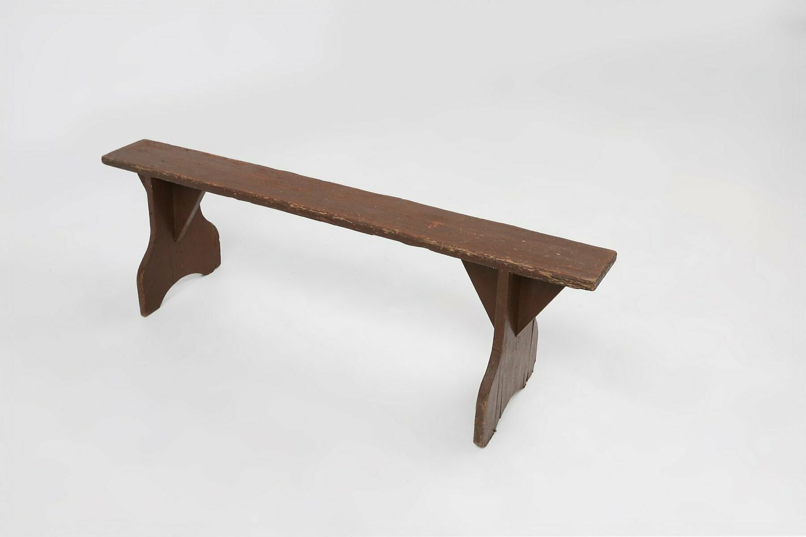 Mid Century Rustic Bench In Brown Painted Wood, France, 1890s photo for sale