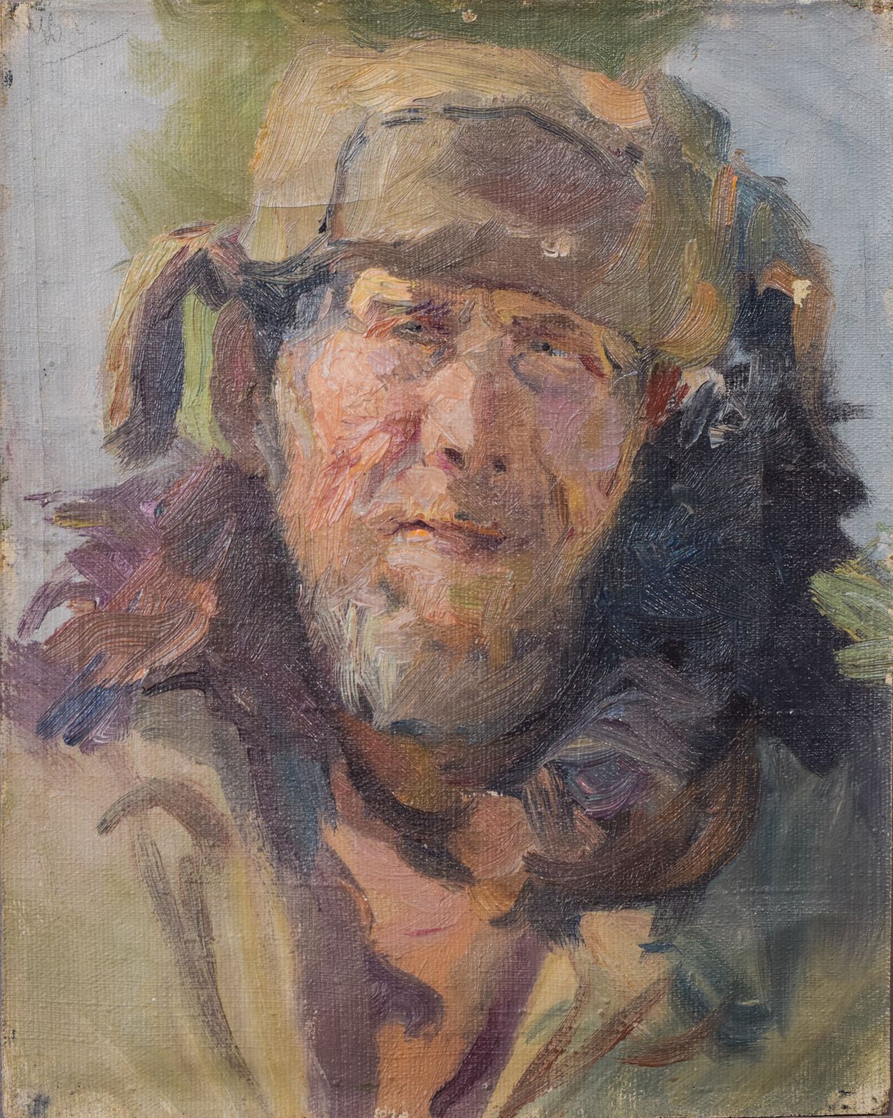 Olieschets Van Een Russische Soldaat