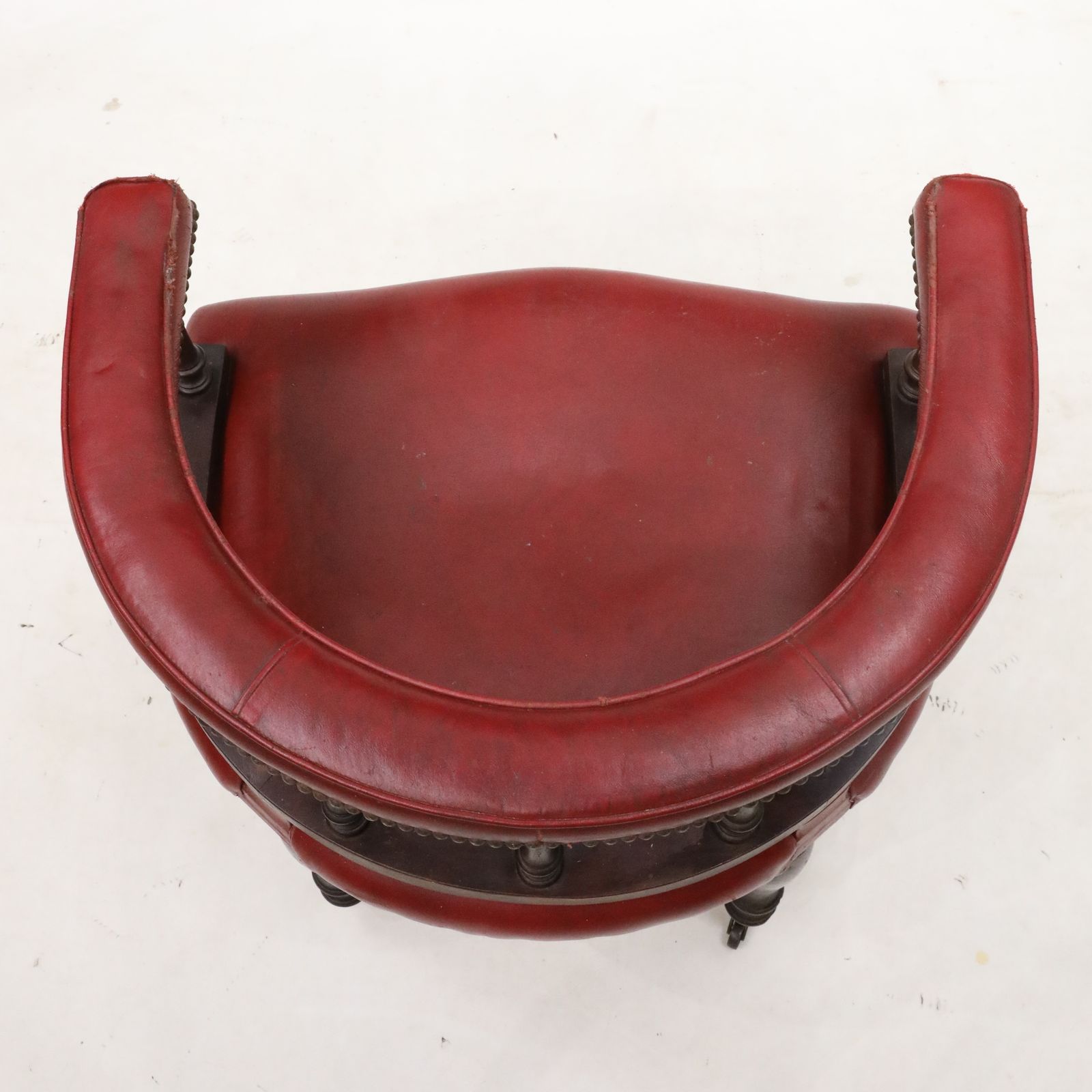 photo for sale Antique Studded Red Leather Cabptians Armchair Tub Chair Free Uk Delivery