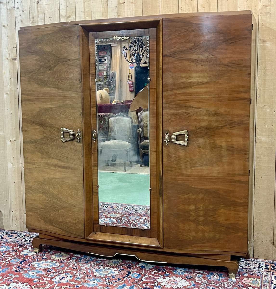 Art Deco Wardrobe In Walnut, 1930s