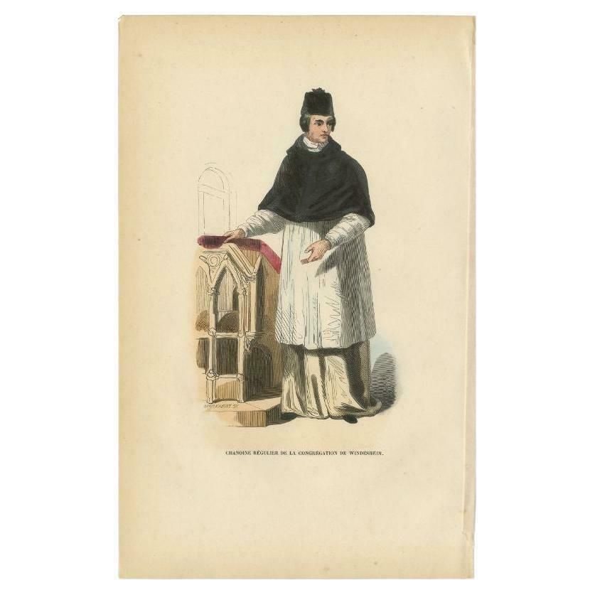 Antique Print Of A Canon Of The Congregation Of Windesheim, 1845