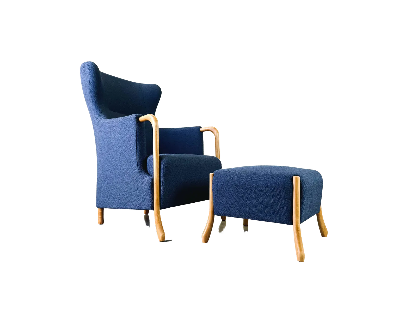 Vintage Mid Century Ohrensessel Claudia Stouby Møbelfabrik Mit Ottomane 1970