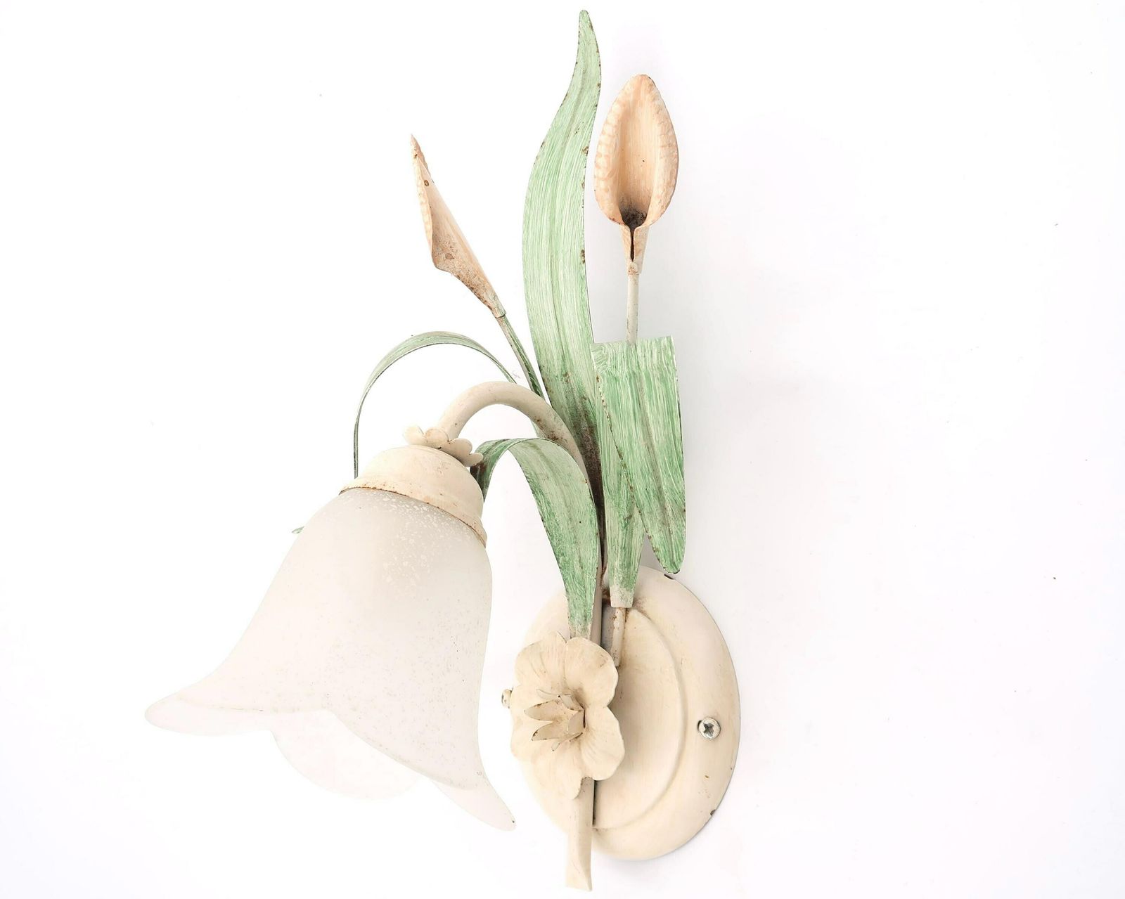 Wall Sconce Lighting : Pale Pink Arum Flowers With Green Leaves, 1980s / Boho Chic, Leaf, Floral