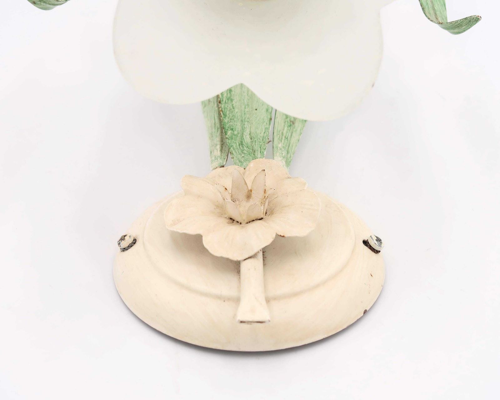 Wall Sconce Lighting : Pale Pink Arum Flowers With Green Leaves, 1980s / Boho Chic, Leaf, Floral photo vinterior