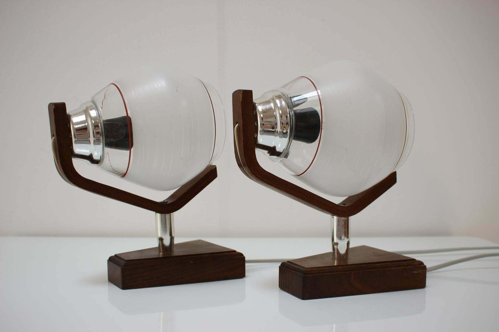 Pair Of Wooden Table/Wall Lamps, By Dřevo Humpolec, 1940's, Czechoslovakia photo furniture