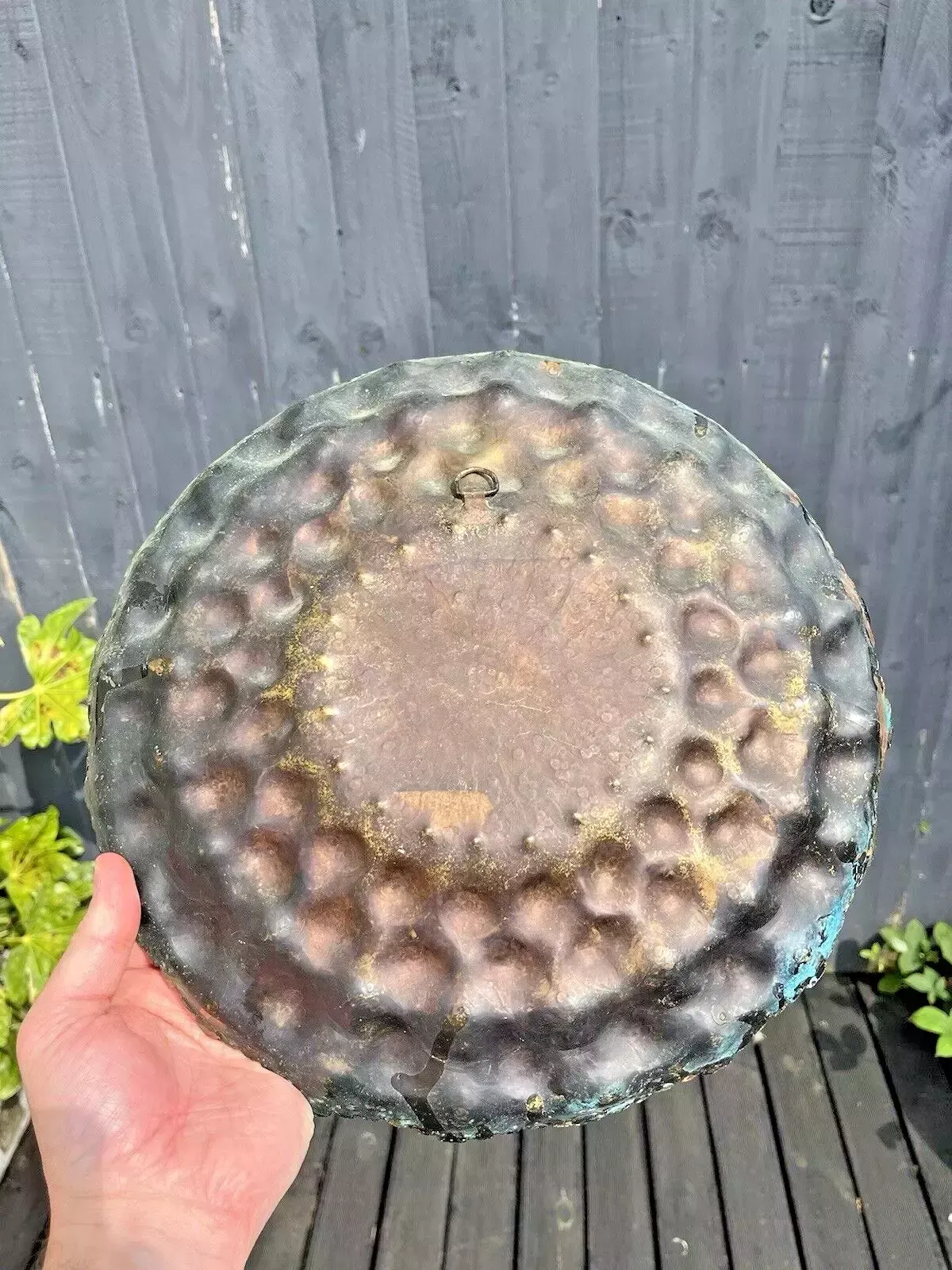 Vintage Indian Copper Floral Wall Plaque Plate Dish Multicoloured Boho Bohemian photo 75.0
